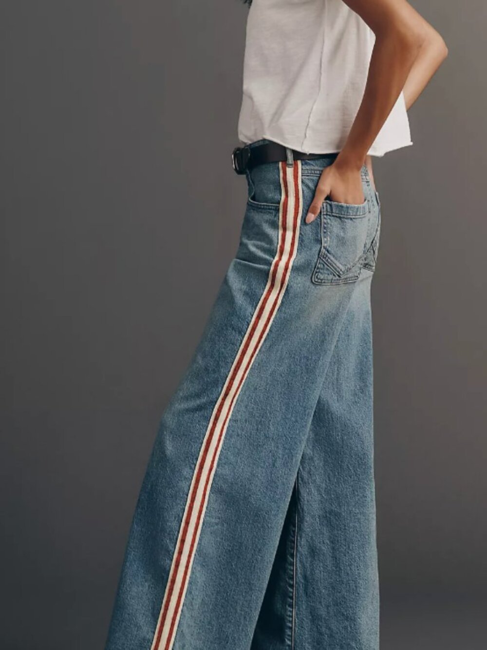 Pilcro Azura High-Rise Wide-Leg Track Stripe Jeans